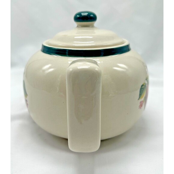 VINTAGE Casuals by China Pearl ~ Red Apples ~ Stoneware Tea Pot w Lid ~ 5 cups - Picture 3 of 9